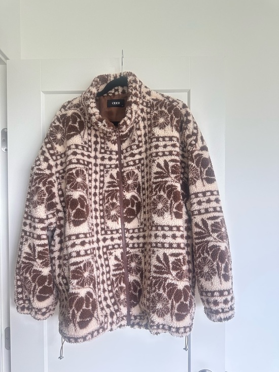 Cider Jackets & Blazers - Cider Brown & Cream Floral Teddy Jacket